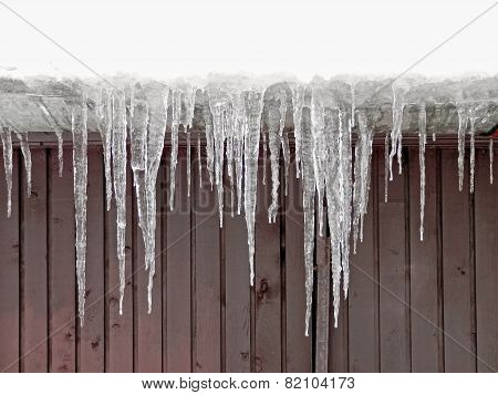 The Council Icicles On The Roof During Warming.