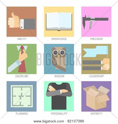 Set of Modern Icons for Flat UI Design Visualisation