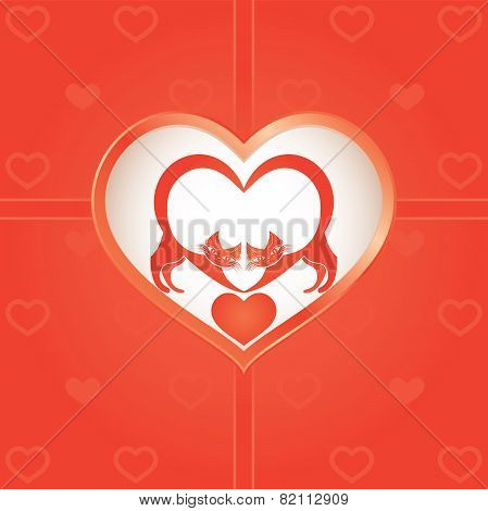 Two cats in love on Valentine's Day