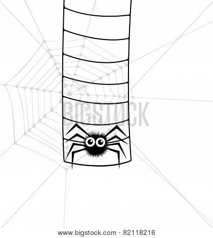 Vector Illustration Of Spider And Web Ladder