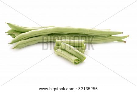 Fresh Green Beans On White Background