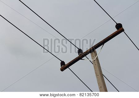 Electricity Post On A Background Of The Sky.