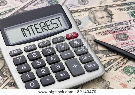 Calculator with text on the display - Interest