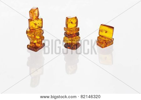 three columns of yellow amber
