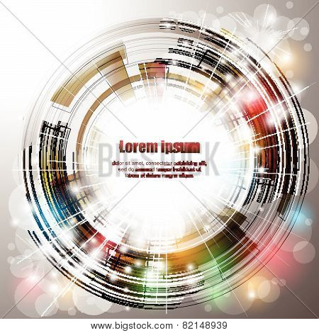 Abstract Background With Circle, Lights And Colorful Elements