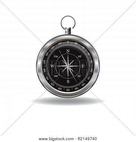 Silver Compass With Windrose.