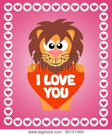 Valentin'es Day background with lion