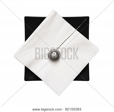 Black Napkin Holder With Paperweight - View From Above