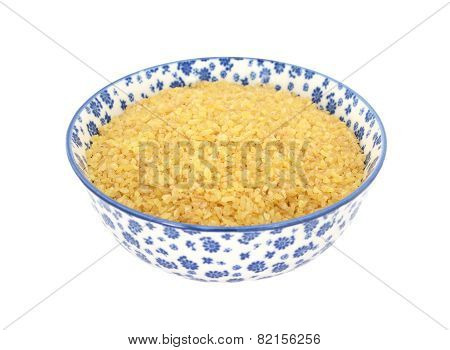 Bulgur Wheat In A Blue And White China Bowl