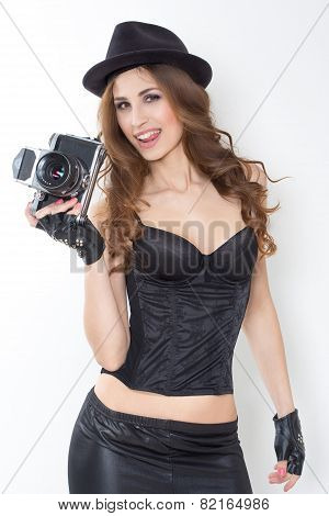 girl photographer with a camera