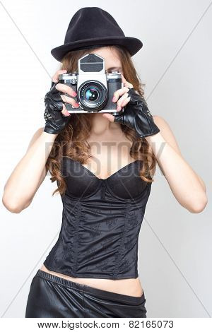 girl photographer with a camera