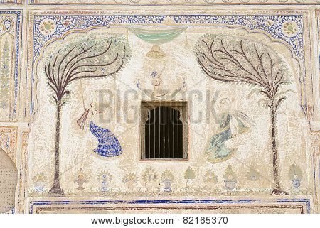 Exterior wall paining detail of the haveli in Mandawa, India.