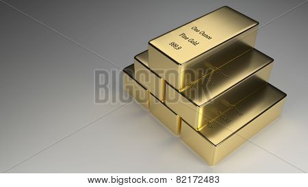 Stacked Gold Ingots Rendering