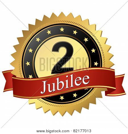 Jubilee Button With Banners - 2 Years
