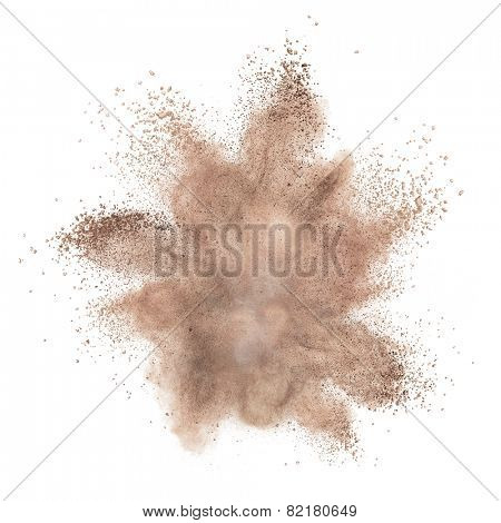 powder foundation explosion isolated on white background
