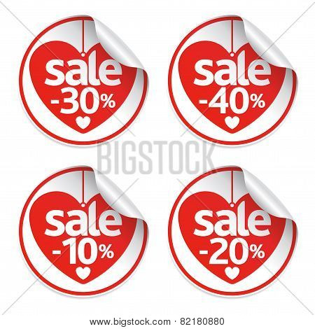 Heart Stickers Set,red