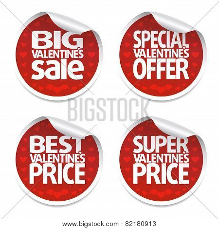 Red Valentine's Day stickers set