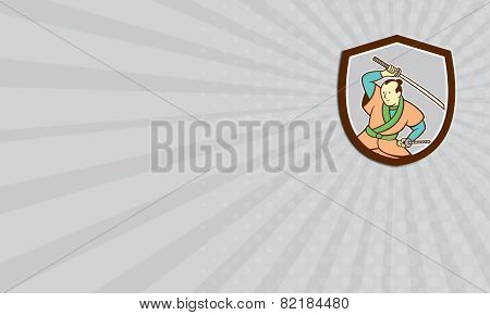 Business Card Samurai Warrior Katana Sword Shield Cartoon