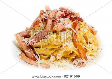 Pasta Carbonara with bacon and cheese