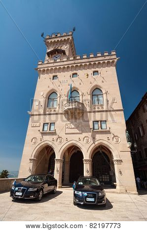 Front Of The Government Palace In The Republic Of San Marino