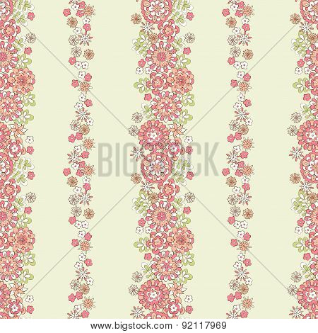 seamlesss vertical lines of cute flowers seamless vector pattern