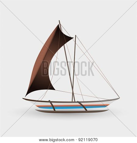 Catamaran Boat With Big Sail Colorful Graphics Eps10
