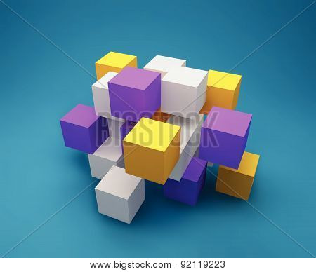 Abstract background consisting of white cubes