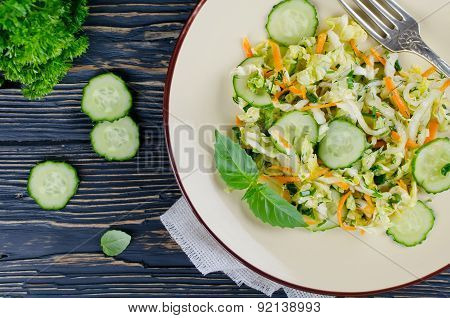 Cabbage Salad With Cucumber And Carrots