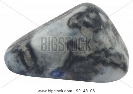 Pebble Grey And Blue Leopard Skin Jasper Macro Isolated On White