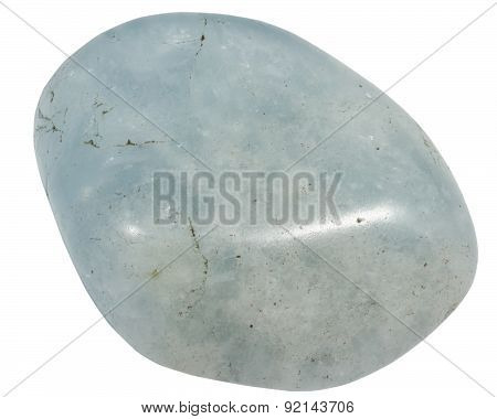 Blue Quartz Pebble Isolated On A White Background