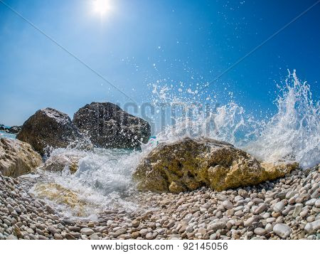 The famous Kathisma beach in Lefkada Greece