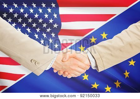 Businessmen Handshake - United States And European Union