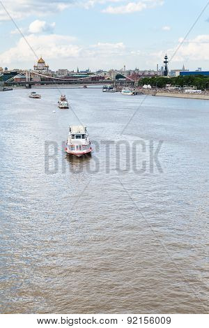 Excursion Boats In Moskva River, Moscow City