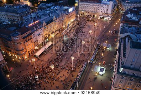 ZAGREB, CROATIA - MAY 31, 2015: Procession through the streets of the city for a day Our Lady of the Kamenita vrata, patroness of Zagreb, led by Cardinal George Pell and Cardinal Josip Bozanic.