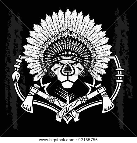 Lion Head Graphic On Black And White Background