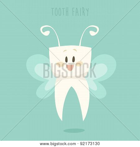 Tooth Fairy, Healthy Teeth Flat Design Vector