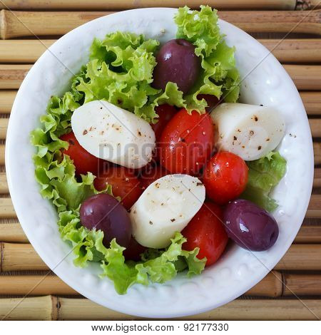 Fresh Salad Of Heart Of Palm (palmito), Cherry Tomatos, Olives