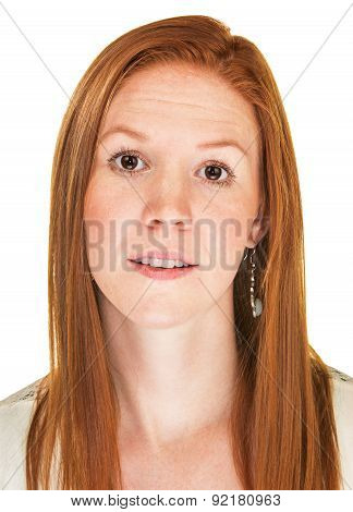 Happy Woman With Raised Eyebrows