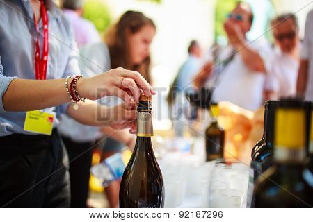 Waiter Uncorked Bottle Of Wine
