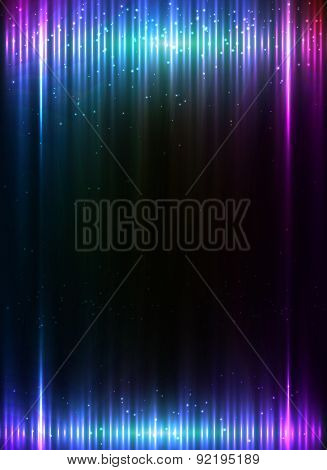 Blue vertical shining lights lines abstract leaflet background
