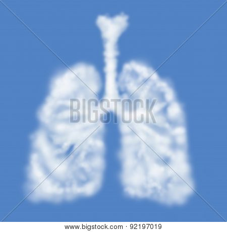 Human Lungs Shaped As Cloud Isolated On Blue