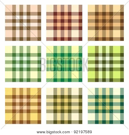 Plaid pattern design vector set