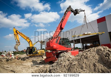 Mobile crane on the constuction site