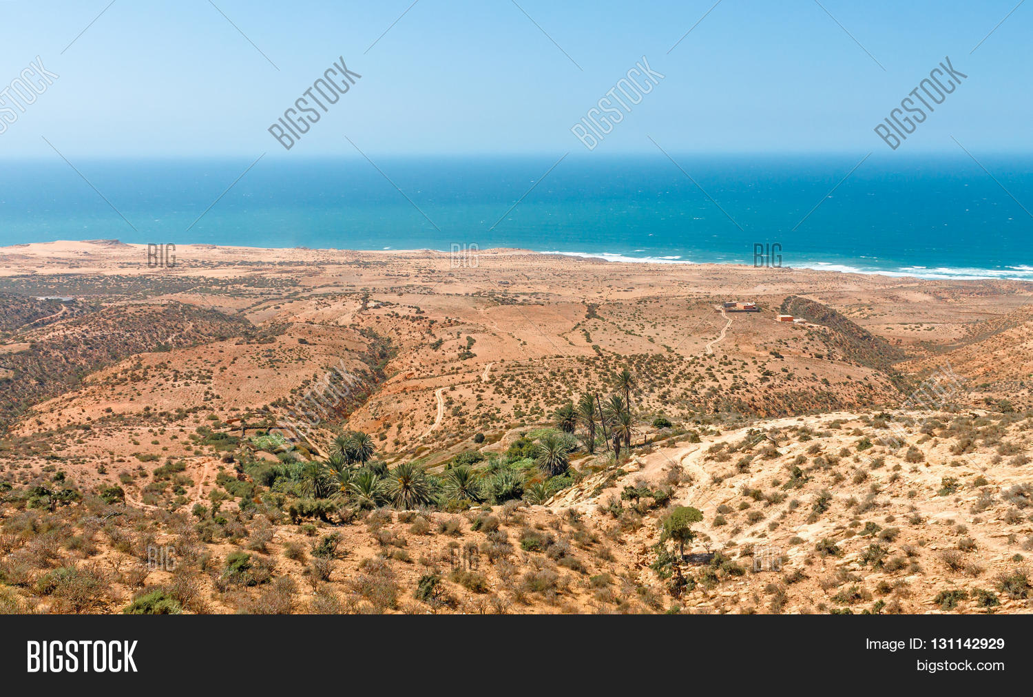 landscape in north africa on a hot sunny day. ocean view