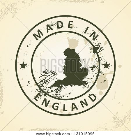 Grunge stamp with map of England - vector illustration