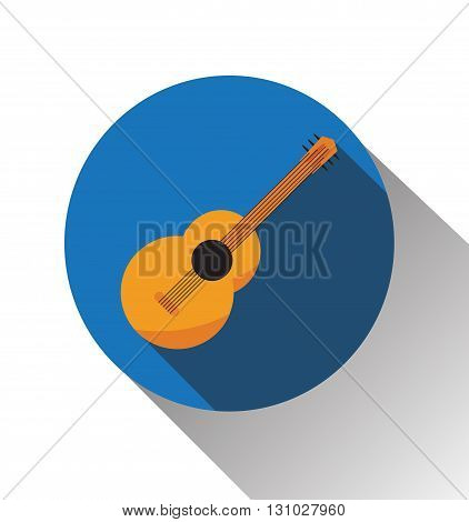 Music guitar sign icon. Vector, flat, longshadow.