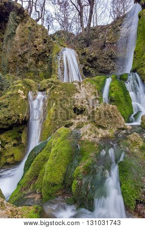 Beautiful Deep forest Waterfall near village of Bachkovo, Plovdiv region, Bulgaria