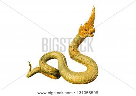 Naga Thai statue isolate on the white background with clipping path