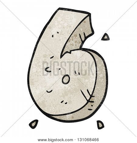 freehand textured cartoon stone number six