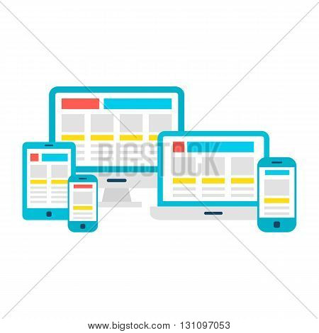 Responsive Design Flat Gadgets Over White